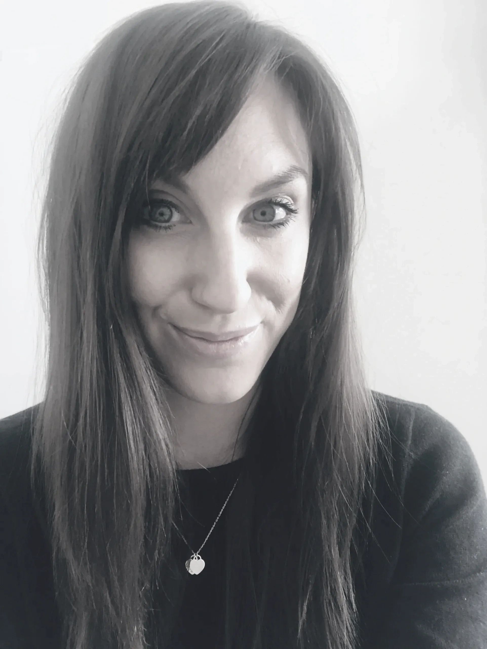 Black-and-white portrait of Sophie Gullick